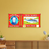 フォトブランドサーモンラベル – アラスカ キャンバスプリント (インサイチュ (リビング))