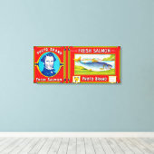 フォトブランドサーモンラベル – アラスカ キャンバスプリント (インサイチュ (ウッドフロア))