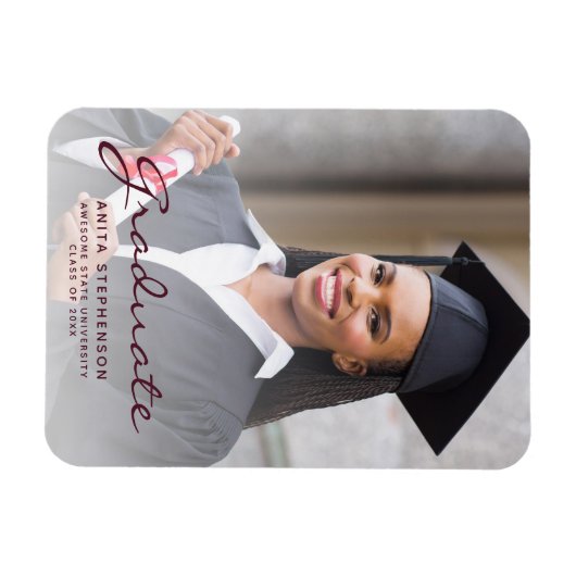 フォトブルゴーニュのスクリプトの卒業発表 マグネット (横)