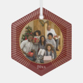 フォトブルゴーニュ金ゴールドラインファミリークリスマス ガラスオーナメント (正面)