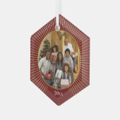 フォトブルゴーニュ金ゴールドラインファミリークリスマス ガラスオーナメント (正面左)