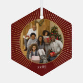 フォトブルゴーニュ金ゴールドラインファミリークリスマス ガラスオーナメント (裏面)