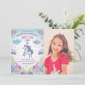 フォトブルーとパープルユニコーン誕生日パーティー 招待状 (スタンド正面)