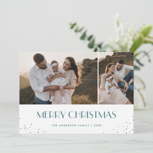フォトブルーとホワイトメリークリスマス シーズンカード (スタンド正面)