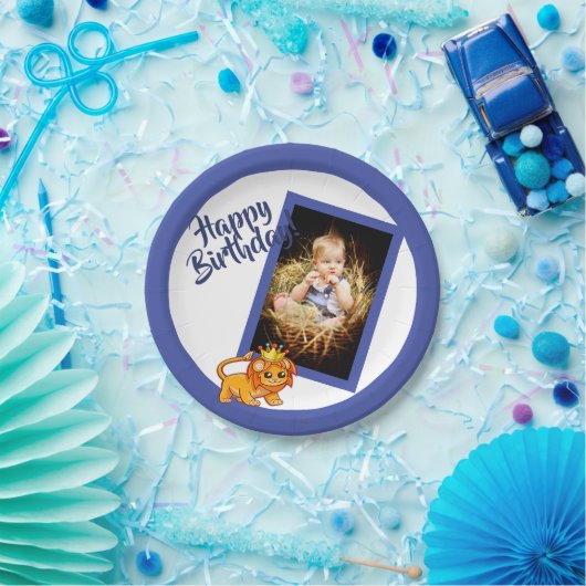 フォトブルーの誕生日の少年 ペーパープレート (パーティー)