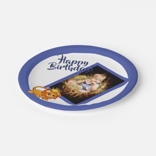 フォトブルーの誕生日の少年 ペーパープレート (アングル)