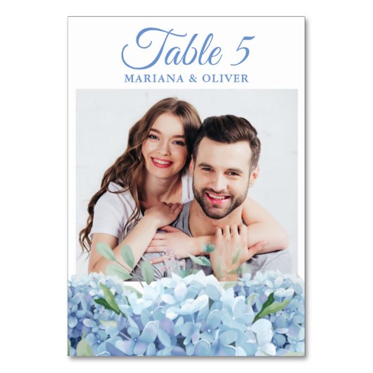 フォトブルーアジサイ結婚フローラ テーブルナンバー (正面)