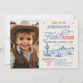 フォトブルーウェスタン・デザートロデオ1st誕生日 招待状 (正面)