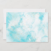 フォトブルーエレガントウォーター色金ゴールドクロスバプテスマ 招待状 (裏面)