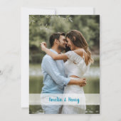 フォトブルーエレガントピンク水彩フローラ結婚ズ 招待状 (裏面)