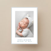 フォトブルーエレガントフレームベビー誕生 案内状