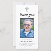 フォトブルーエレガントフローラメモリアルありがとう カード (正面)