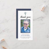 フォトブルーエレガントフローラメモリアルありがとう カード (正面/裏面インサイチュ)
