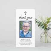 フォトブルーエレガントフローラメモリアルありがとう カード (スタンド正面)