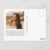 フォトブルーエレガント金ゴールド卒業発表 ポストカード (裏面)