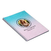 フォトブルーカスタムグリーングリッターグラデーション ノートブック (右側)