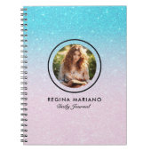 フォトブルーカスタムグリーングリッターグラデーション ノートブック (正面)