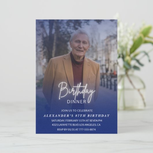 フォトブルーシャドウ誕生日ディナー87歳の誕生日 招待状 (スタンド正面)