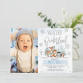 フォトブルーシルバーウッドランドOnederland 1st誕生日 招待状 (スタンド正面)