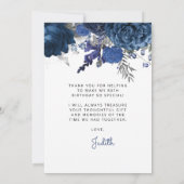 フォトブルーシルバーフローラ80thバースデーパーティー サンキューカード (裏面)