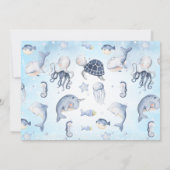 フォトブルーシータートルワンダーザシー1歳の誕生日 招待状 (裏面)