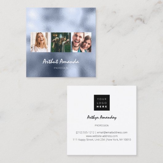 フォトブルースカイイベントプランナー美容院 スクエア名刺 (正面/裏面)