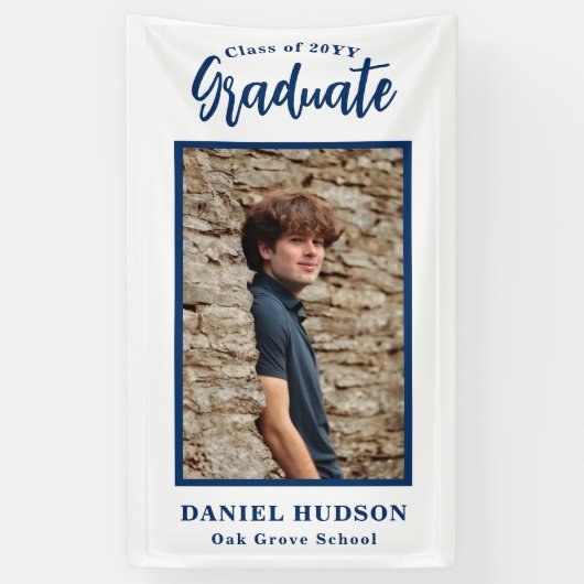 フォトブルースクールカラー卒業バナーの追加 横断幕 (縦)