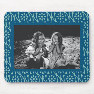 フォトブルースタイリッシュろうけつ染めフローラルパターカスタムン マウスパッド