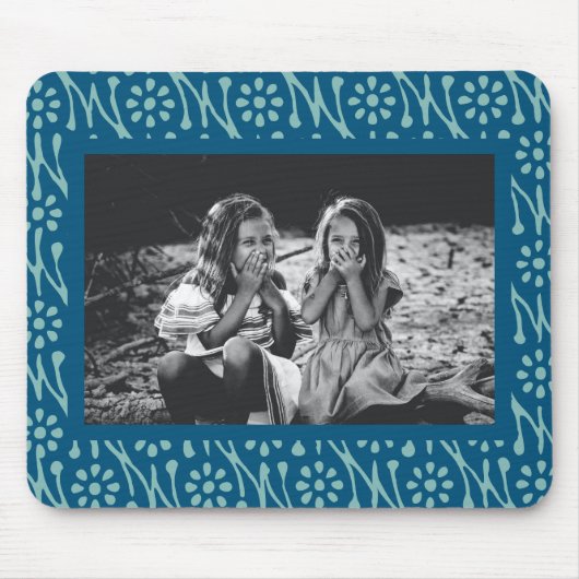 フォトブルースタイリッシュろうけつ染めフローラルパターカスタムン マウスパッド (正面)