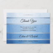フォトブルーストライプのの結婚サンキューカード セーブザデート (裏面)