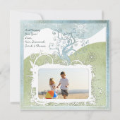 フォトブルースノーフレーククリスマスツリーかわいい鳥 シーズンカード (裏面)