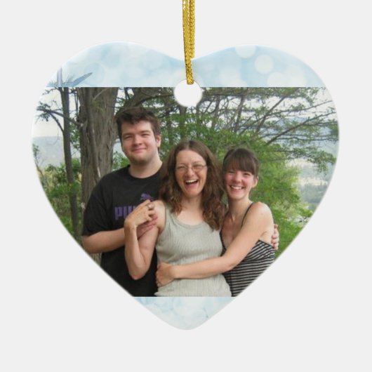 フォトブルーツリーでのクリスマスの挨拶 セラミックオーナメント (正面)