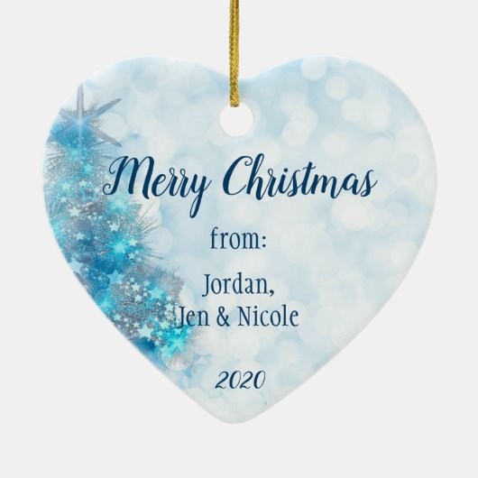 フォトブルーツリーでのクリスマスの挨拶 セラミックオーナメント (裏面)