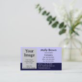 フォトブルーネイビー空白のビジネスカードテンプレート 名刺 (スタンド正面)