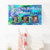 フォトブルーパーソナライズされたとグリーンの誕生日 横断幕 (インサイチュ)