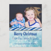 フォトブルーパーソナライズされたキャンディーケーンクリスマス シーズンポストカード (正面)
