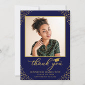 フォトブルーパーソナライズされた金ゴールド卒業ありがとう 招待状 (正面)