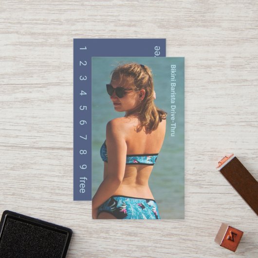 フォトブルービキニコーヒードライブスルーロイヤリティカード ロイヤリティカード (正面/裏面インサイチュ)