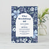 フォトブルーペリウィンクルワイルドフラワー結婚ズ 招待状 (スタンド正面)