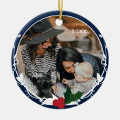 フォトブルーホリークリスマス セラミックオーナメント (正面)