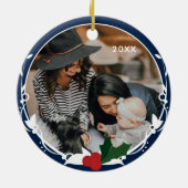 フォトブルーホリークリスマス セラミックオーナメント (裏面)