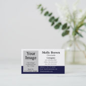 フォトブルーホワイトビジネ空白のスカードテンプレート 名刺 (スタンド正面)