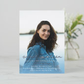 フォトブルーモダンウォーターカラー甘い16 箔招待状 (立ち正面)