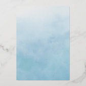 フォトブルーモダンウォーターカラー甘い16 箔招待状 (裏面)