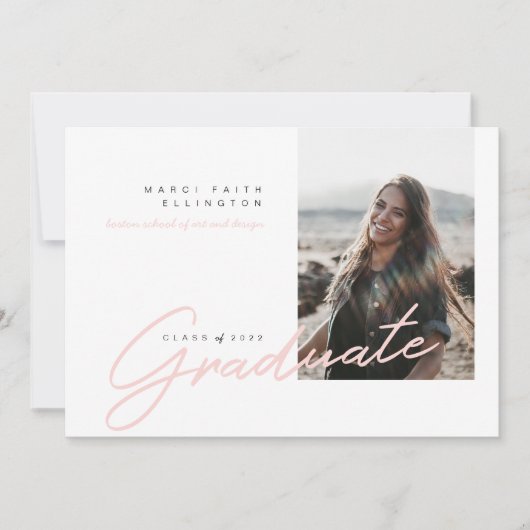 フォトブルーモダンピンク大学院 案内状 (正面)