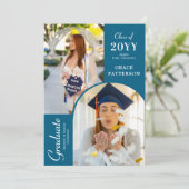 フォトブルーモダンホワイト卒業発表 招待状 (スタンド正面)