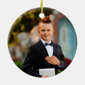 フォトブルー宗教十字少年ファースト・コミュニオン セラミックオーナメント (裏面)