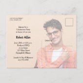 フォトブルー数々の卒業式パーティー招待状 ポストカード (裏面)