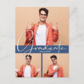 フォトブルー数々の卒業式パーティー招待状 ポストカード (正面)