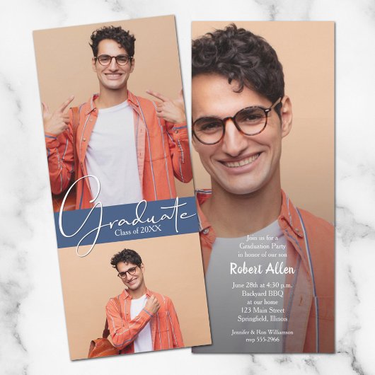 フォトブルー数々の卒業式パーティー招待状 招待状